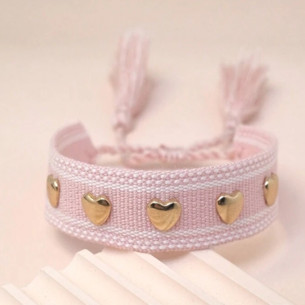 NEW| Bohemian Embroidered Heart Shaped Stackable Tassel Bracelet
